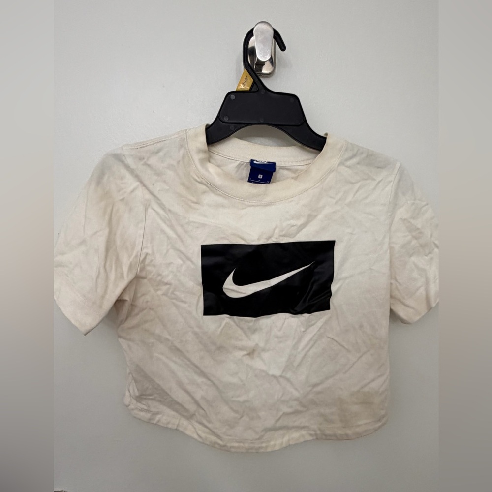 Nike Women's Crop Top White and Black Size S (extremely faded discolored as pict